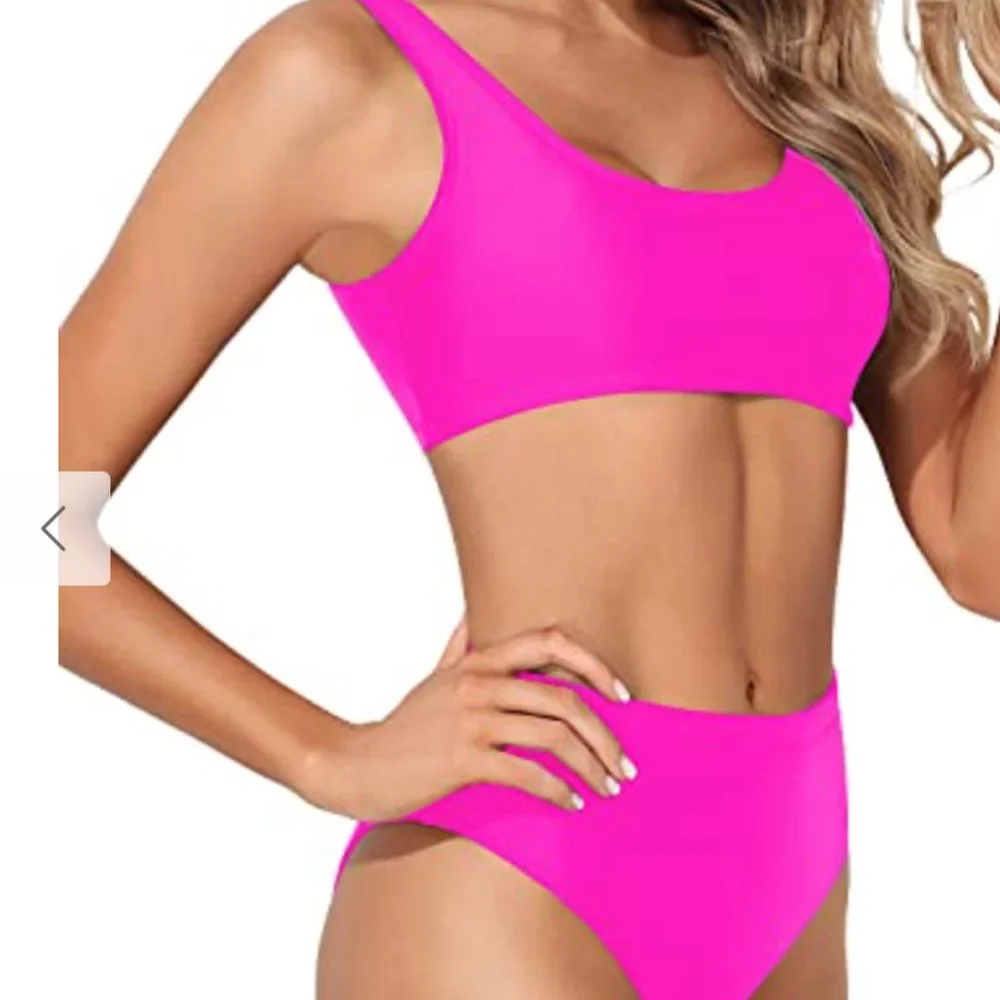 NWT Tempt Me Cheeky High Waisted Neon Pink Bikini - Small - Picture 3 of 10